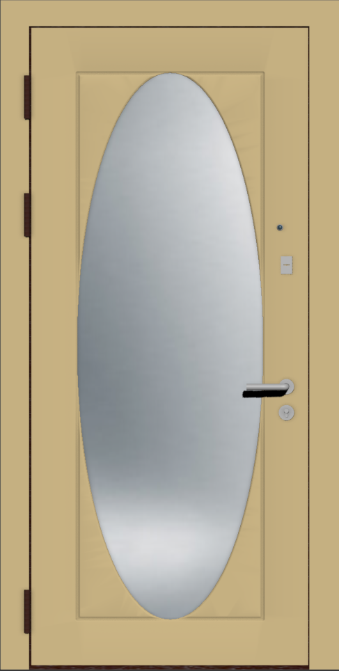 Бежевая железная дверь с зеркалом